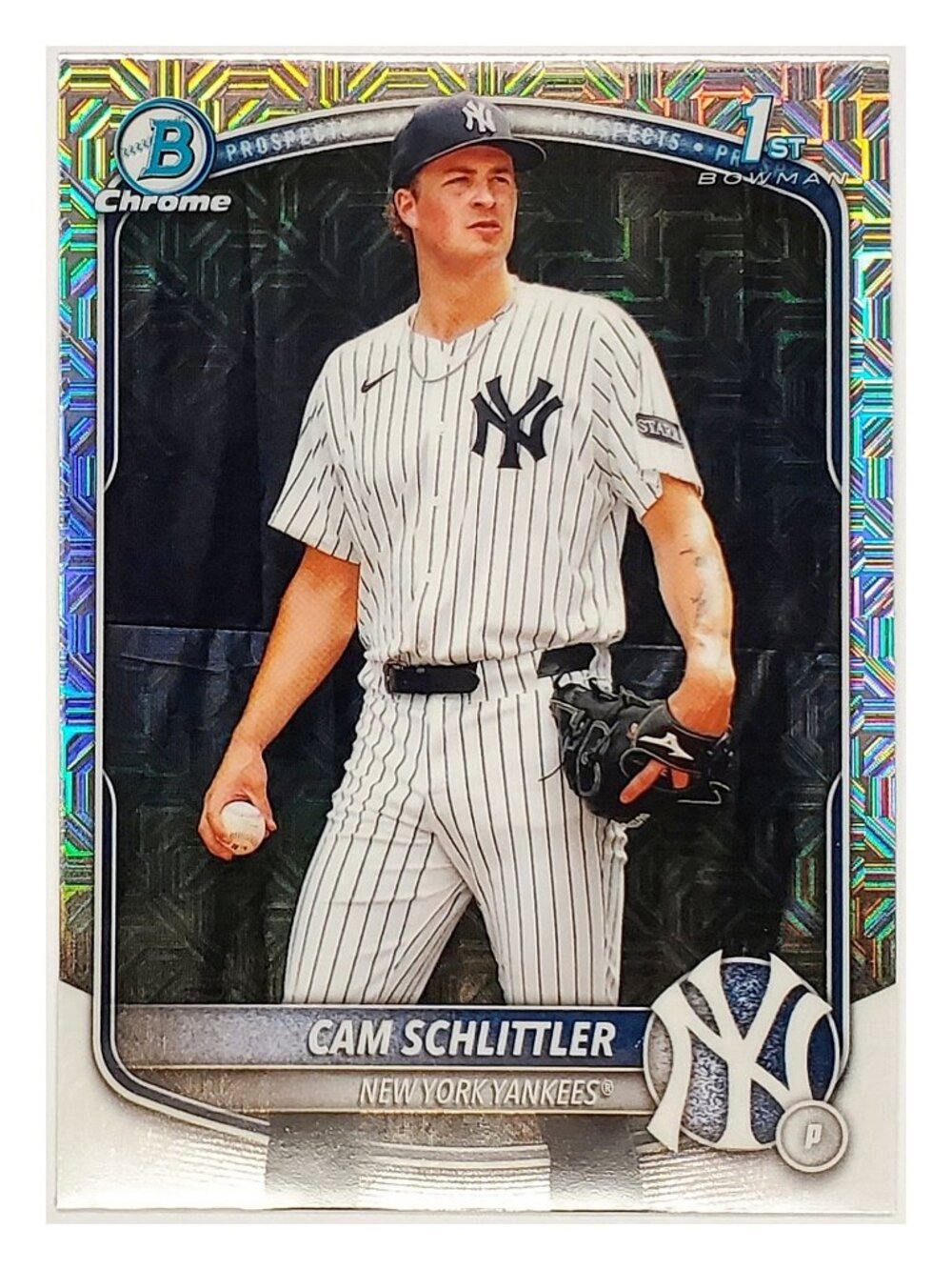 CAM SCHLITTLER ROOKIE MOJO REFRACTOR "1ST BOWMAN" 2025 BOWMAN CHROME, YANKEES